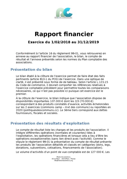 Fichier:Rapport financier 2020 - exercice 2018-2019 YO.pdf