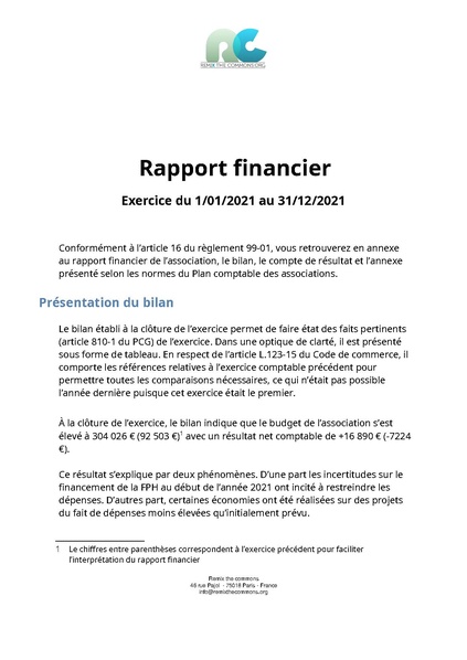 Fichier:Rapport financier exercice 2021 - AG 2022.pdf